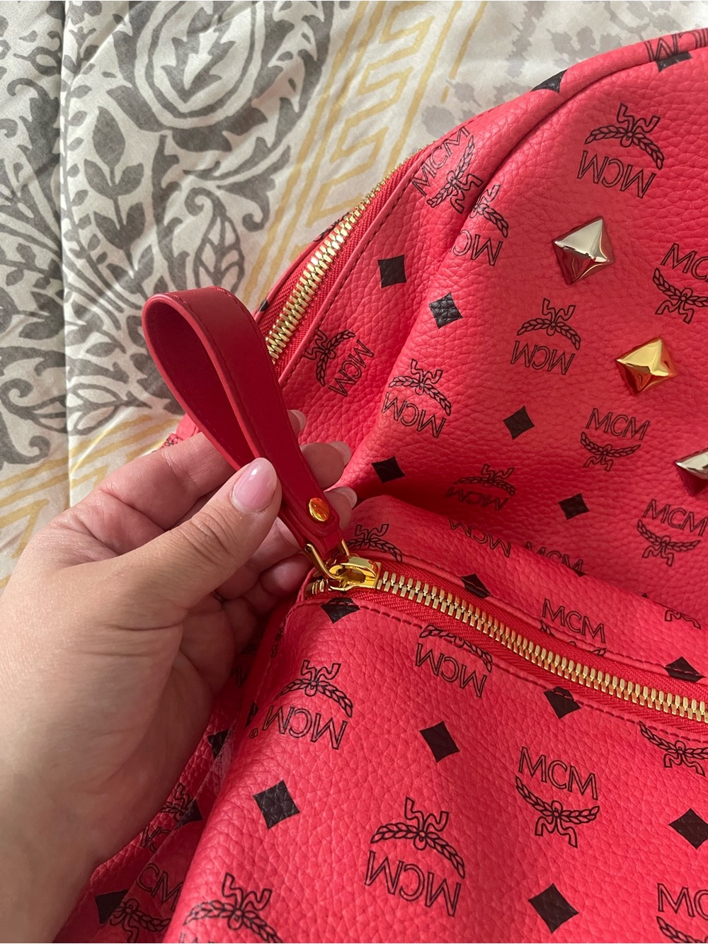 MCM studded hot pink backpack like new! Authentic - Picture 3 of 13